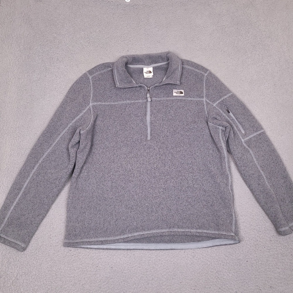 The North Face Mens XL Gordon Lyons 1/4 Zip Fleece Pullover Heather Grey Sweater